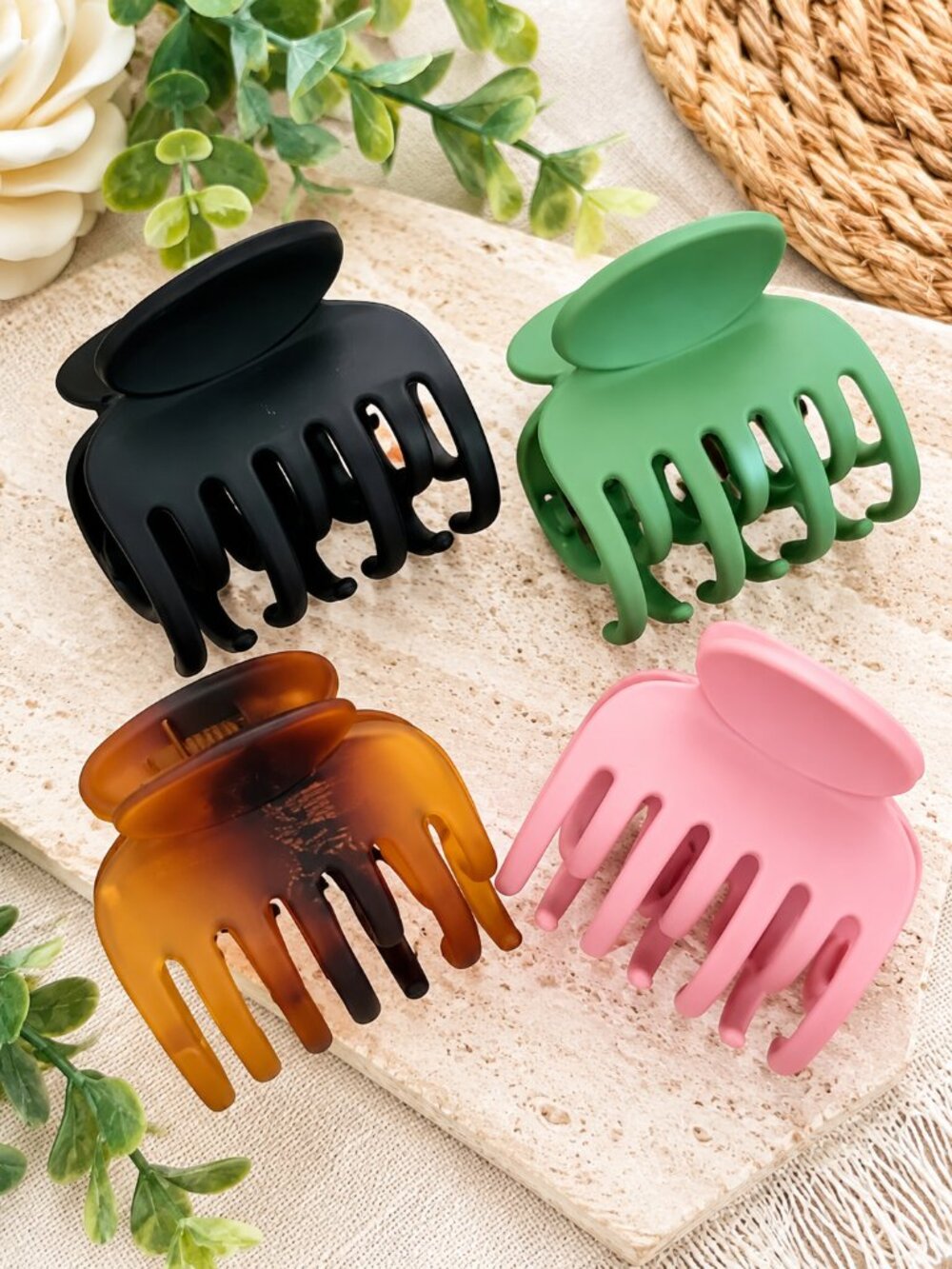 Mini Claw Hair Clips Fine Thin Hair Set of 4 Matte Non-Slip